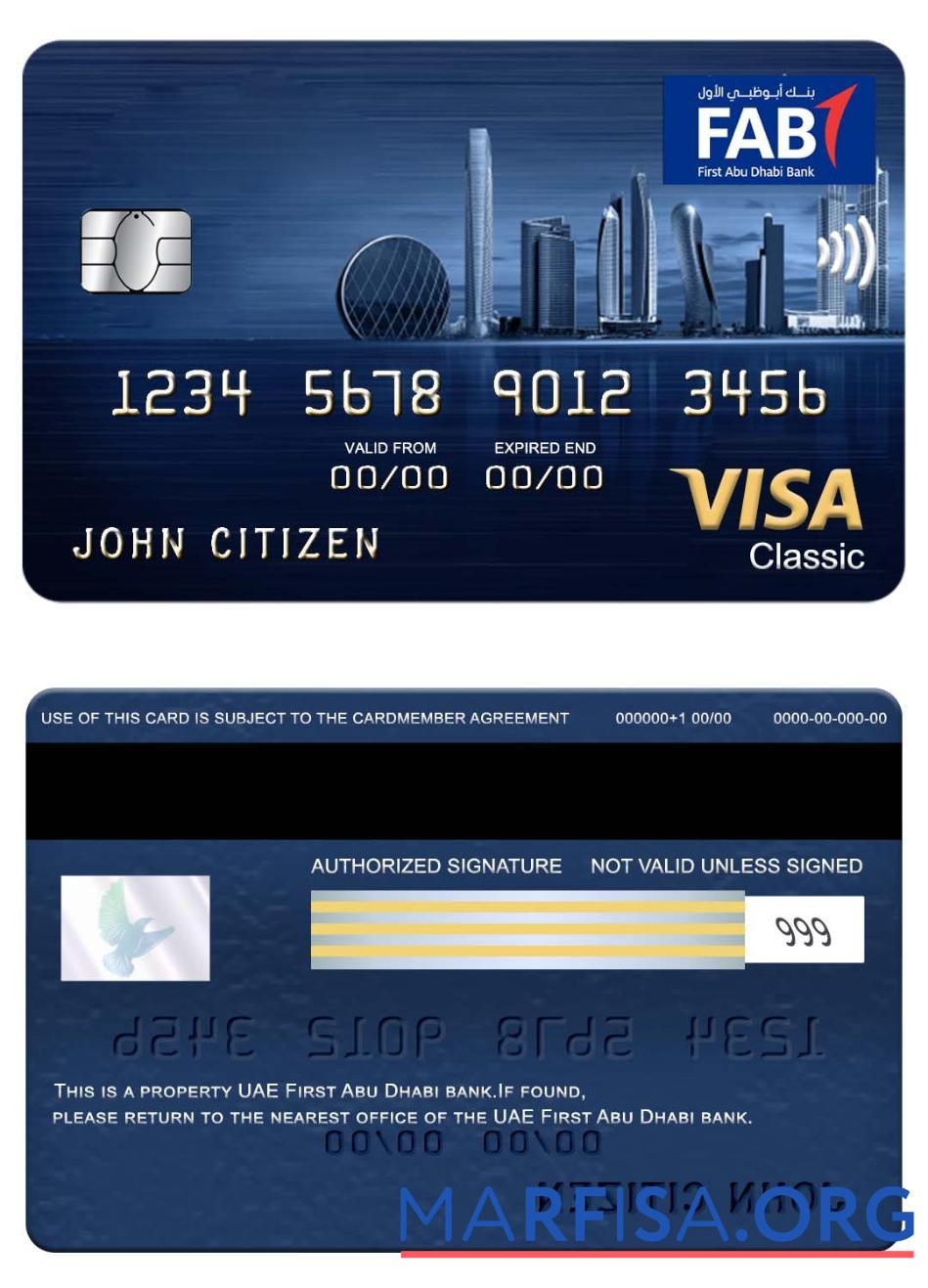 Realistic UAE First Abu Dhabi bank visa classic download for verification